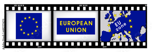 Europe signs on film background