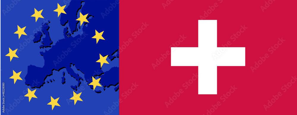 Fototapeta premium Flag of Switzerland and EU