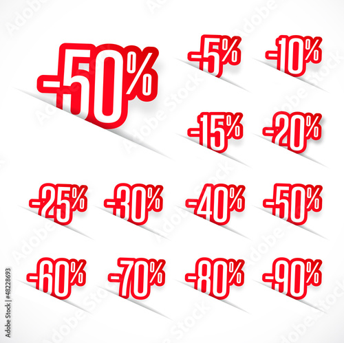 Etiquettes prix discount -5% à -90%