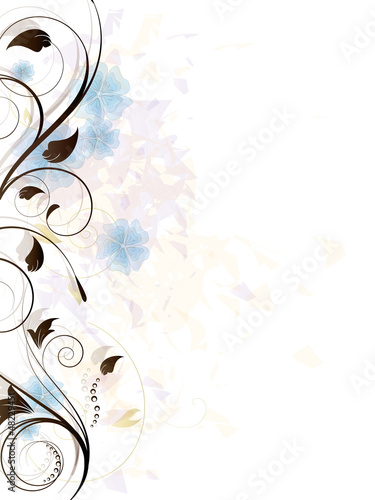 Ornamental border with floral elements and swirls