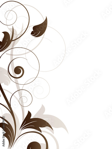 Ornamental border with floral elements and swirls