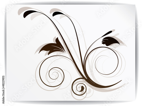 Ornamental floral element with swirls