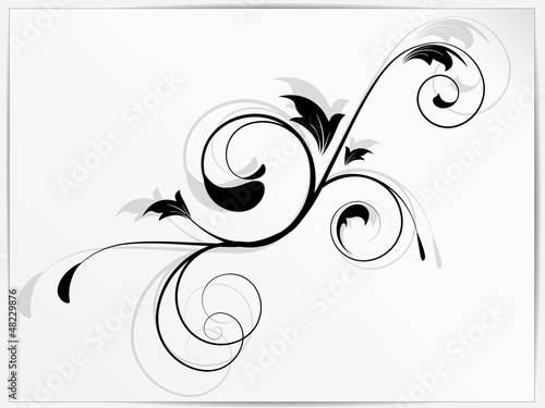 Ornamental floral element with swirls