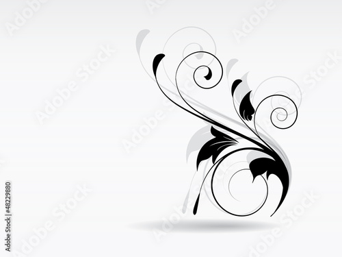 Ornamental floral element with swirls