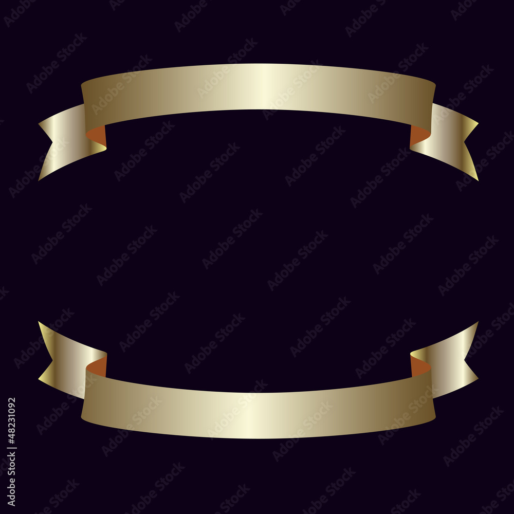 golden ribbons on black background