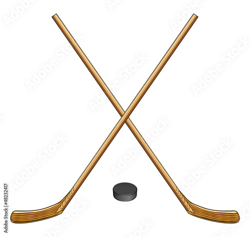 Ice Hockey Sticks and Puck