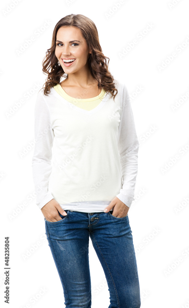 Obraz premium Smiling beautiful young woman, isolated
