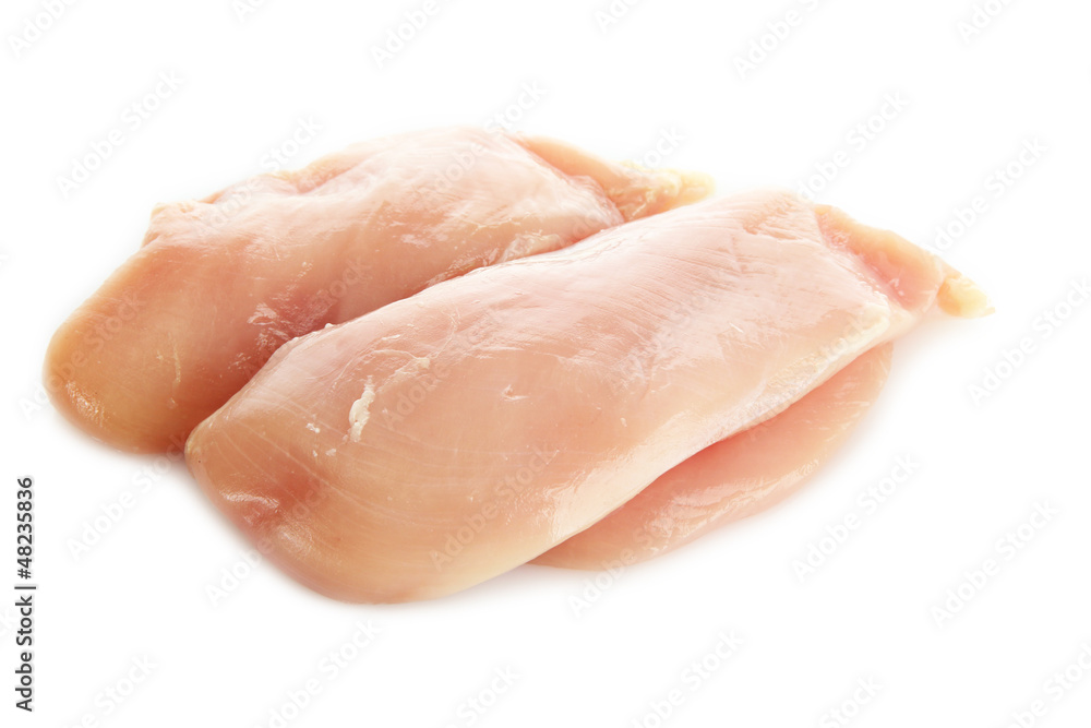 raw chicken meat, isolated on white raw chicken meat, isolated on white
