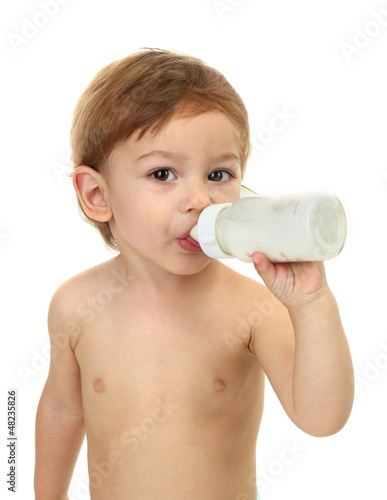 cute little boy with bottle...