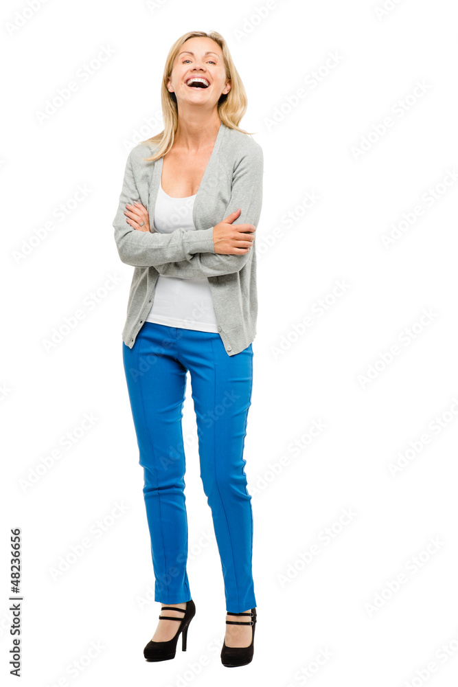 Mature woman with real body happy isolated on white background Mature woman with real body happy isolated on white background