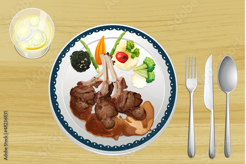 A meat and salad in one dish