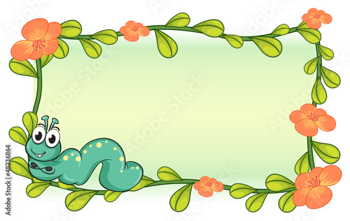 A caterpillar and a flower plant frame