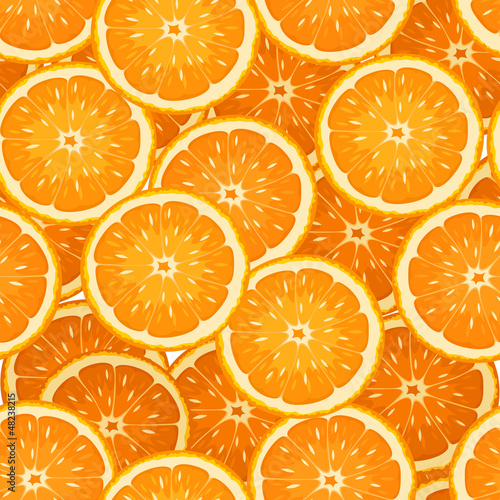 Seamless background with orange slices. Vector illustration.