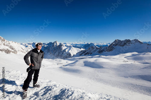 skier on top of the mountains