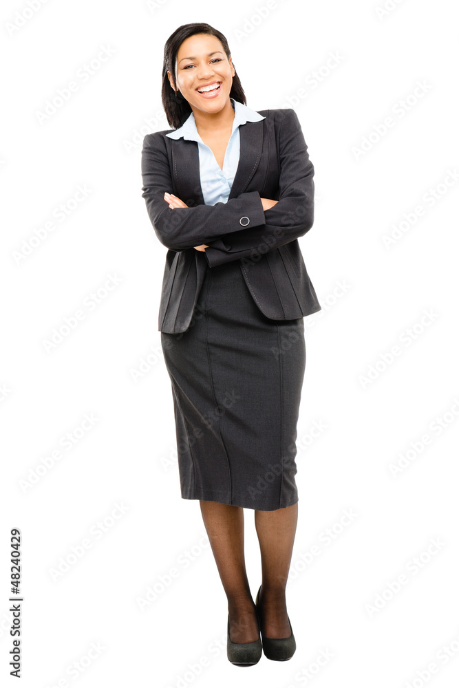 Happy mixed race business woman isolated on white background Happy mixed race business woman isolated on white background