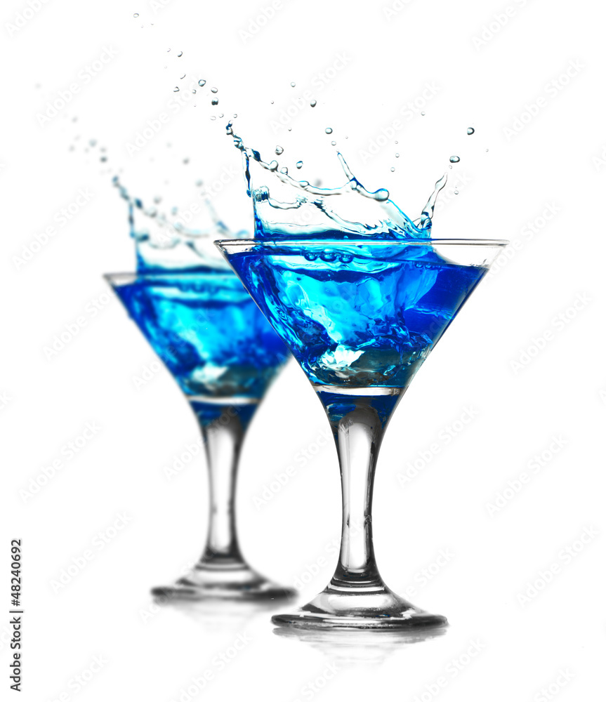 Blue curacao cocktail with splash