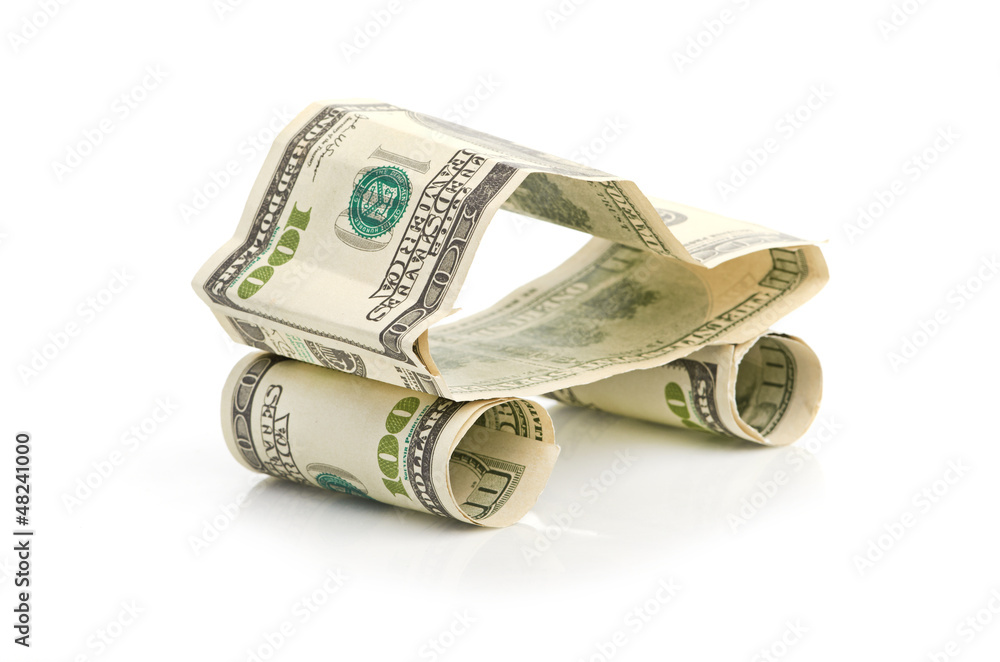 car made from dollar isolated on white background car made from dollar isolated on white background