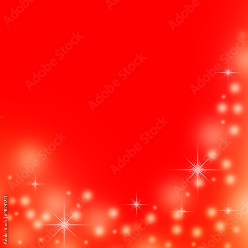 red christmas background with white snow flakes and stars