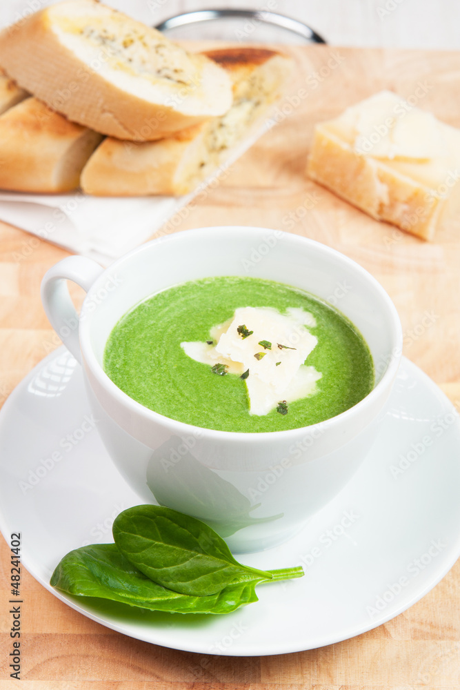 spinach soup with parmesan and crostini spinach soup with parmesan and crostini