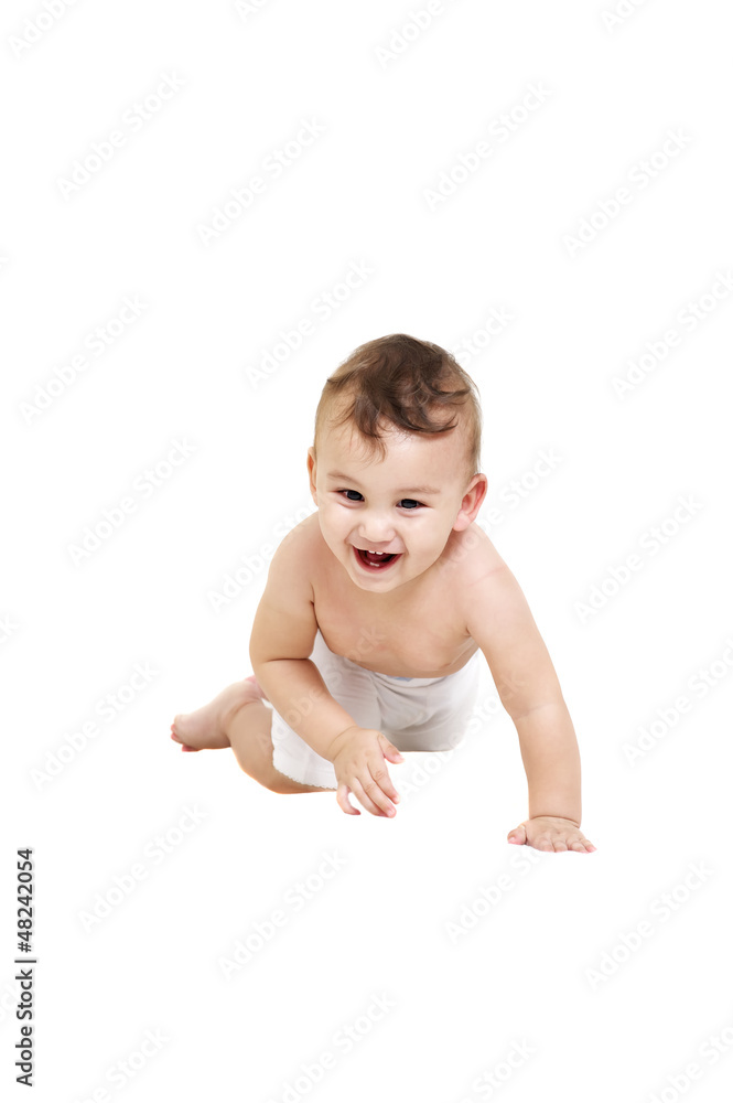 Happy baby, isolated over white Happy baby, isolated over white