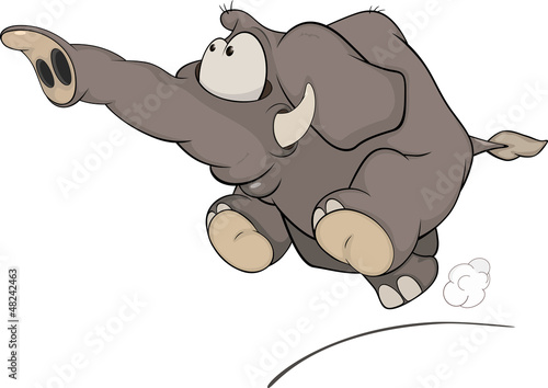 The running elephant calf cartoon