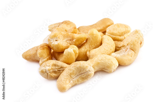 cashew nuts isolated on white, close up