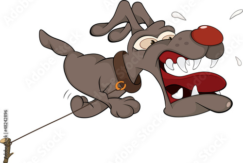 Malicious dog. Cartoon