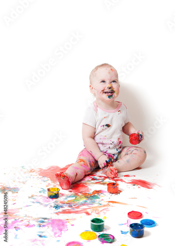 year-old child with paint