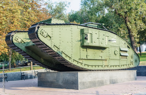 Unique example of britain battle tank Mark V in Lugansk
