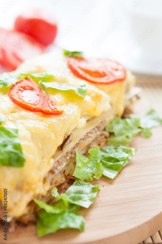 vegetable lasagna with cheese and tomatoes