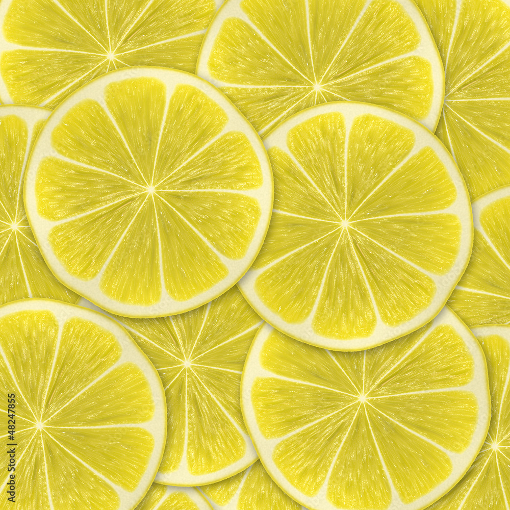Yellow background with citrus-fruit of lemon slices