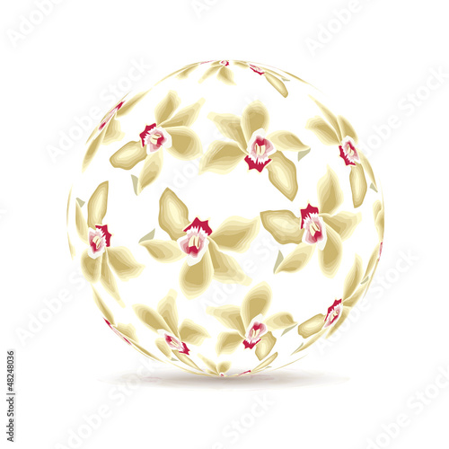 ball, blase, blüte, deko,  kugel, orchideen, öl, wellnes, vektor