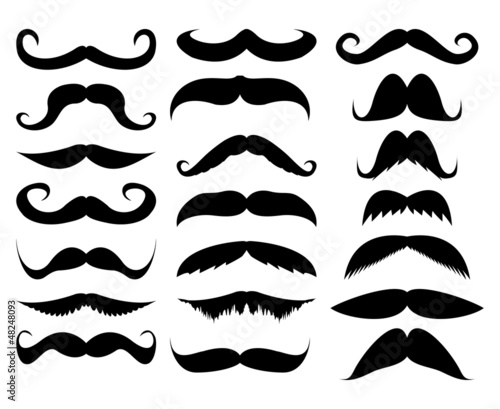 mustache in a set on a white background