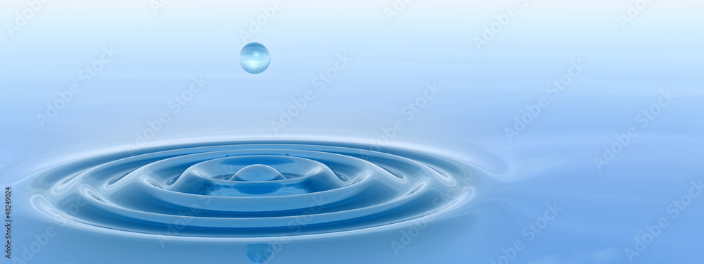 Conceptual blue water drop falling background Conceptual blue water drop falling background