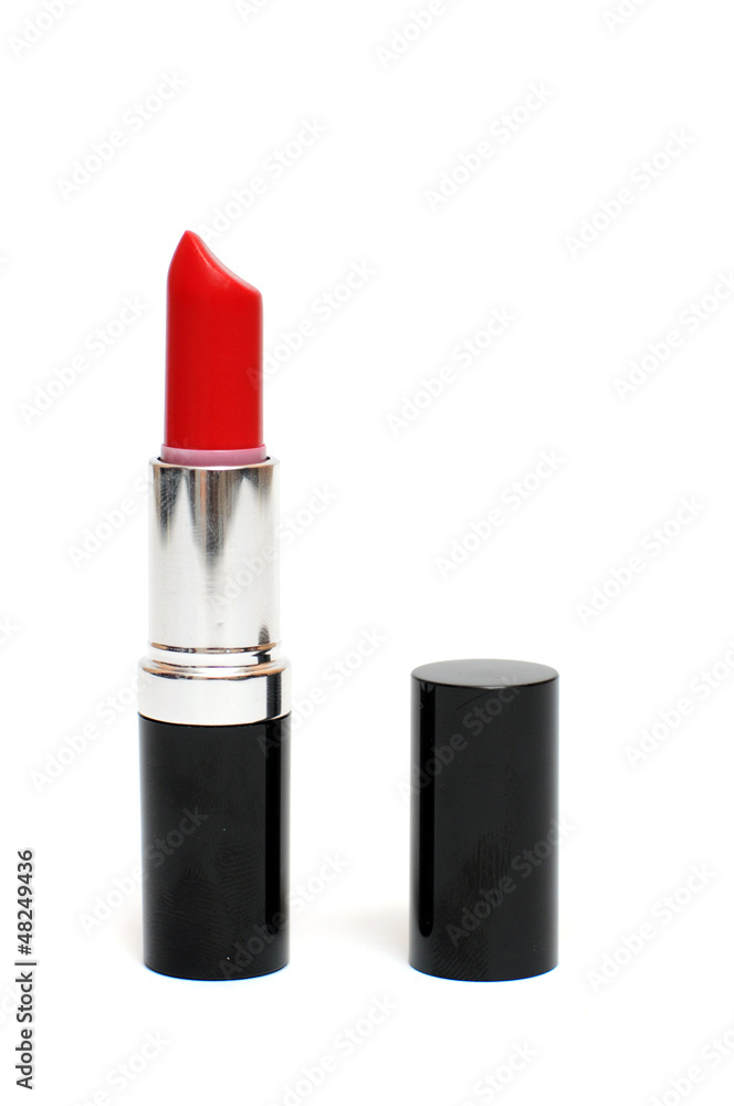 Red lipstick isolated on white background