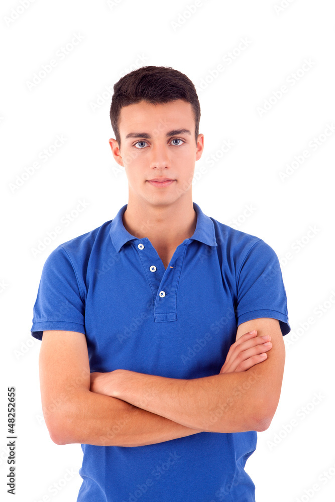 Portrait of handsome young man in casual clothes standing over w Portrait of handsome young man in casual clothes standing over w