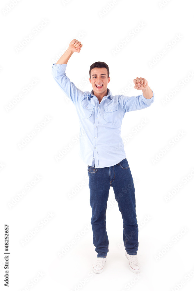 Portrait of handsome young man in casual clothes standing over w Portrait of handsome young man in casual clothes standing over w