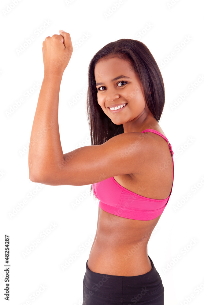 Athletic african woman showing her good shape Athletic african woman showing her good shape