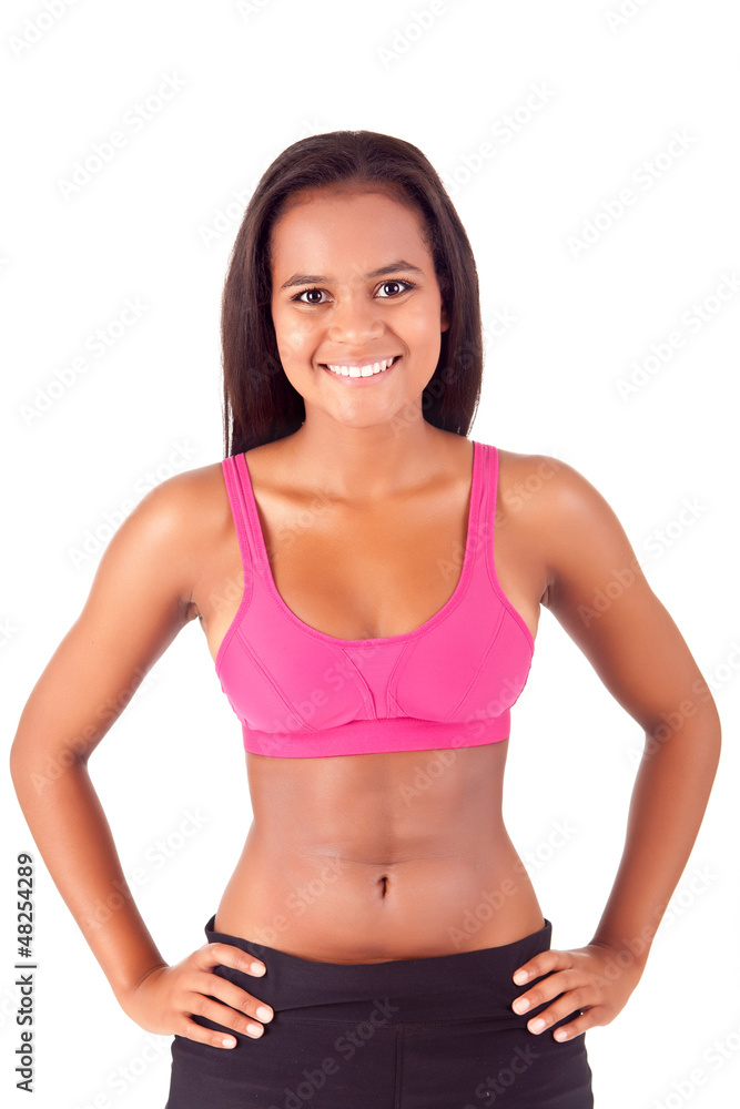 Athletic african woman showing her good shape Athletic african woman showing her good shape