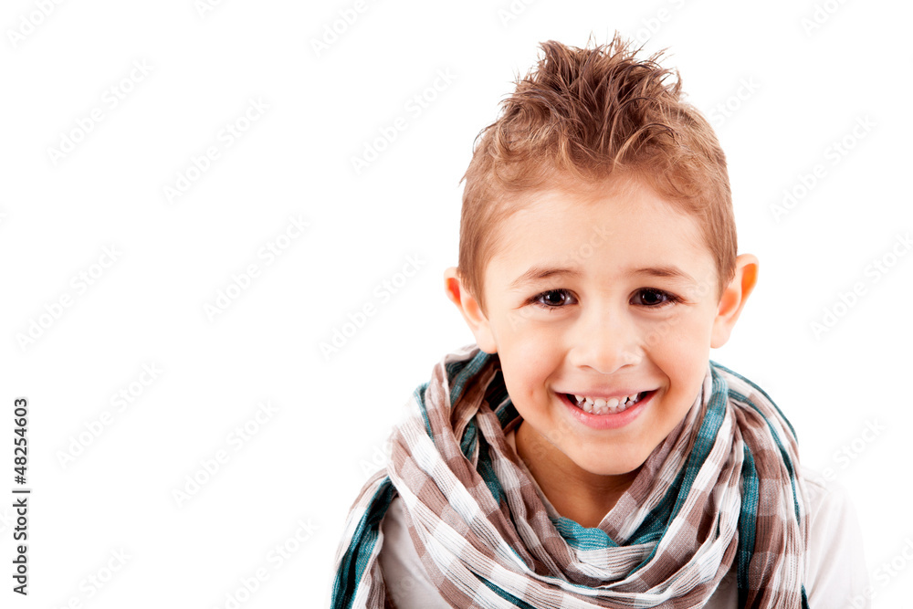 Adorable kid over white background Adorable kid over white background