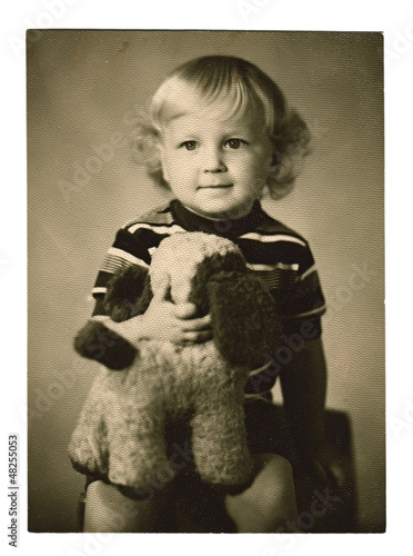 Vintage photo of a litle boy, circa 1970.