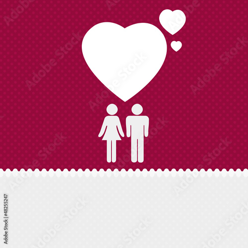 Valentine background: couple silhouettes with heart