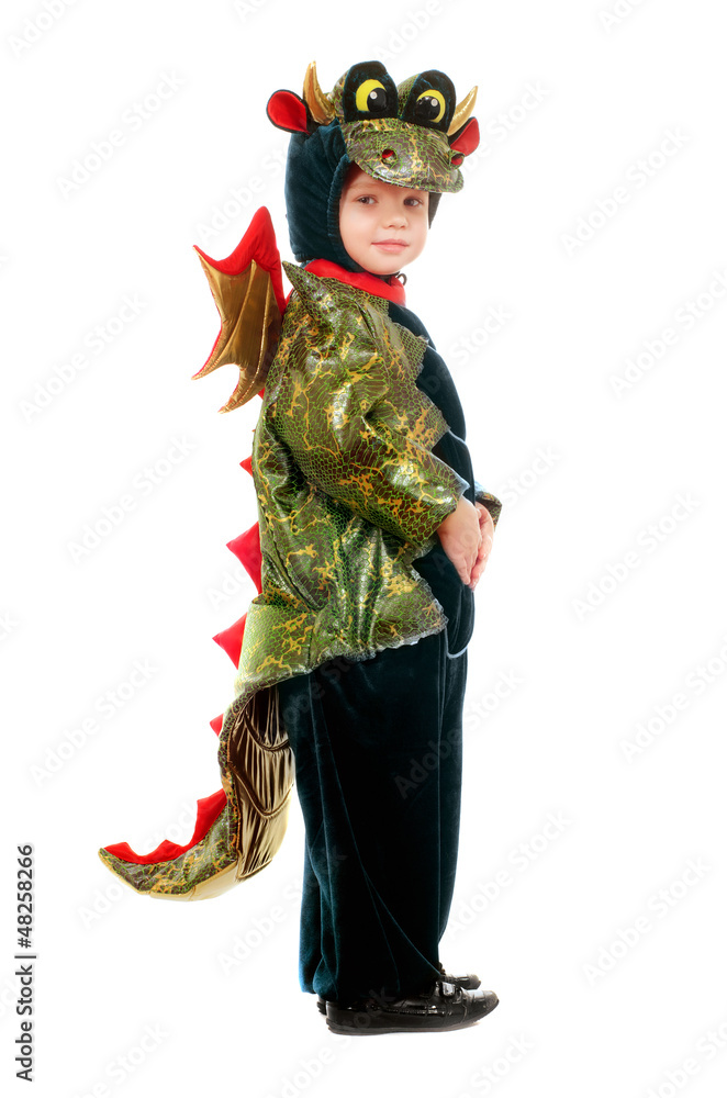 Fototapeta premium Little kid in a dragon costume
