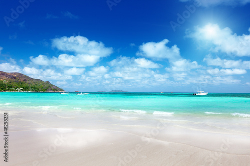 beach at Praslin island  Seychelles