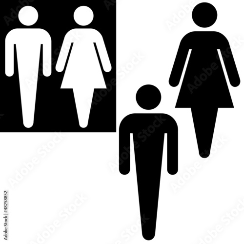 Restroom sign on black or white