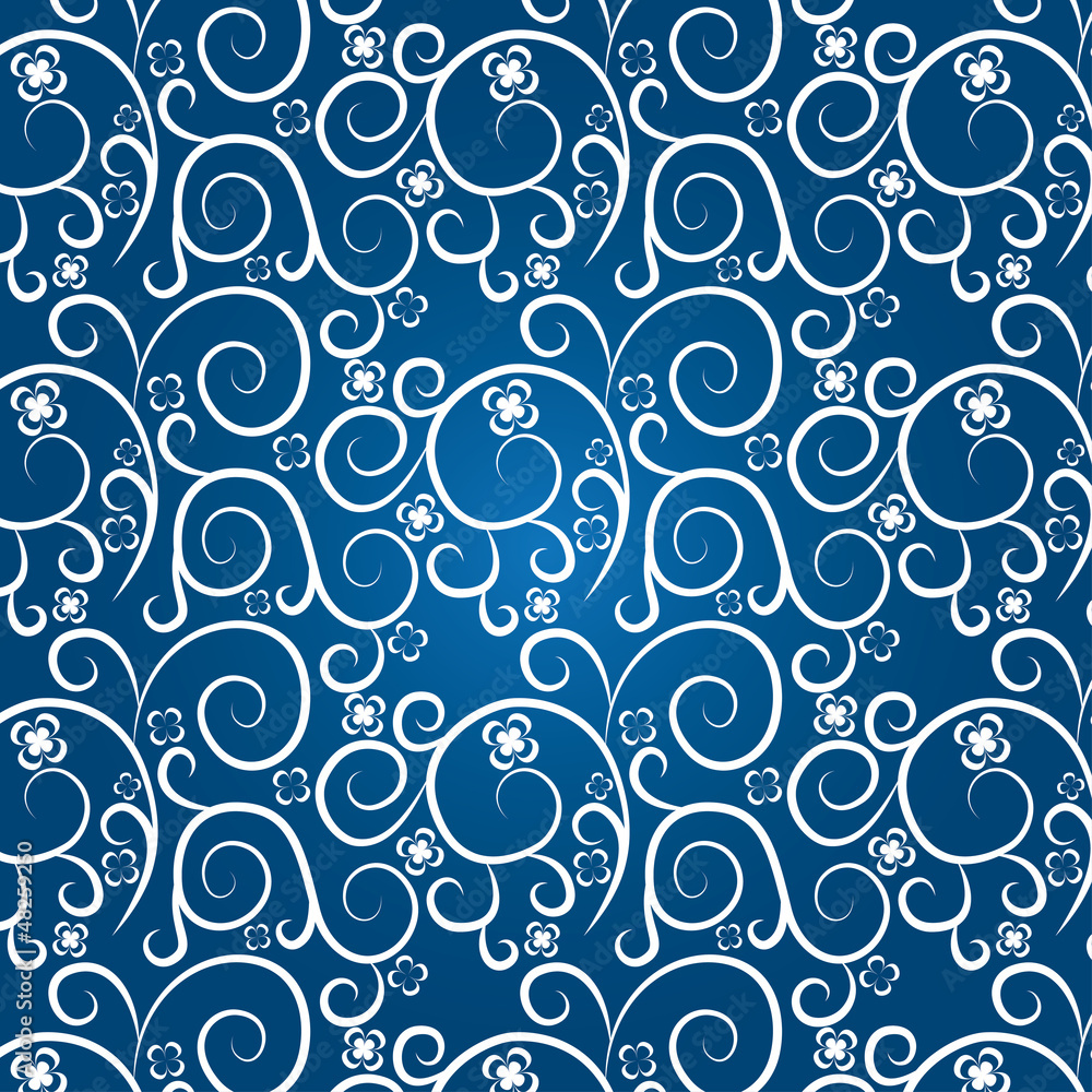 Vintage floral pattern on a blue background