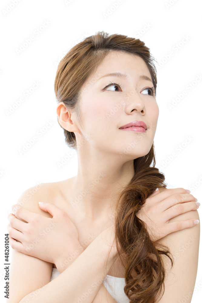 Beautiful asian woman on white background Beautiful asian woman on white background