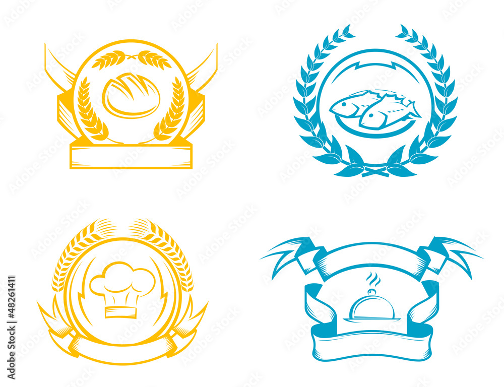 Culinary signs with ribbons