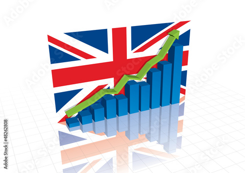 Economic recovery, British stocks trading up (vector)