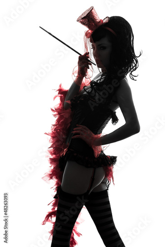Obraz na plátně woman stripper showgirl portrait silhouette